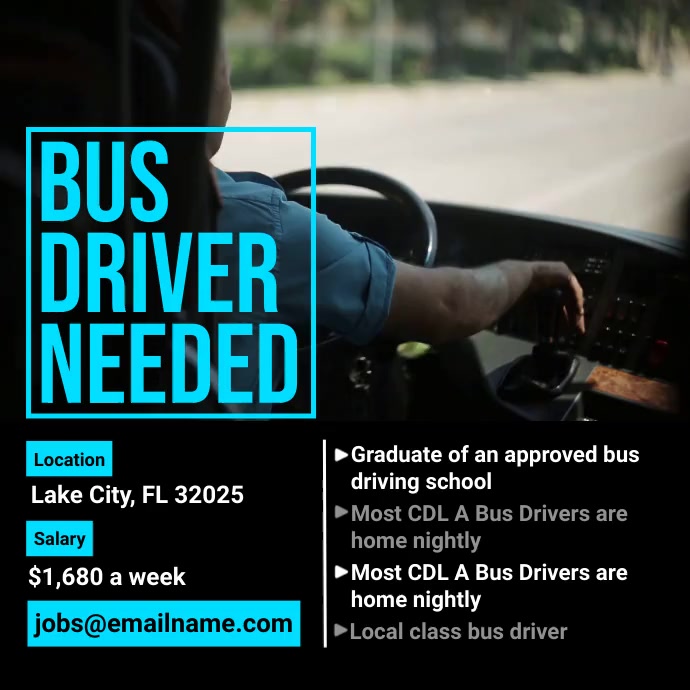 Copy of Bus Driver Needed | PosterMyWall