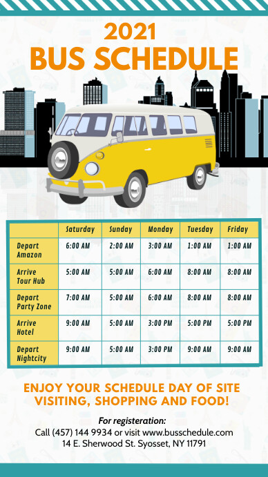 Timetable Bus Example Simple Bus Schedule Travel Digital Display Template | PosterMyWall