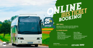 สีเหลือง Online Bus Ticket Booking Facebook begivenhed cover Template