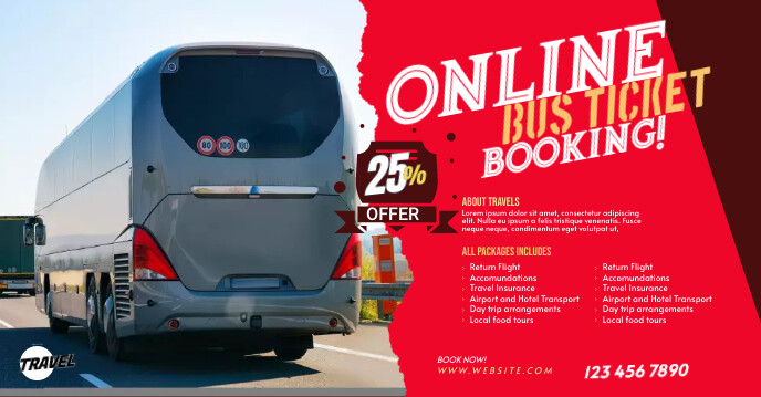 Bus Facebook Bus ticket Facebook Group Cover Template | PosterMyWall