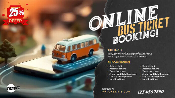 Bus ticket Twitter Post Template | PosterMyWall