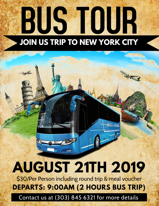 Bus Tour Flyer Løbeseddel (US Letter) template