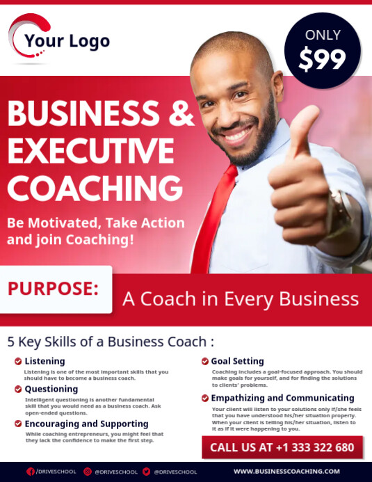 Business and executive coaching flyer Рекламная листовка (US Letter) template