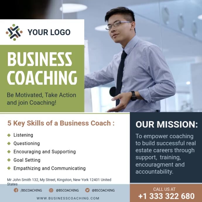 Business and marketing coaching online ad Template | PosterMyWall