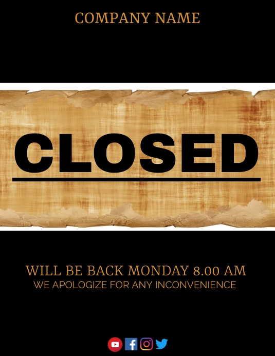 Closure Pronto Plantilla de Cerrado de Negocios de | PosterMyWall