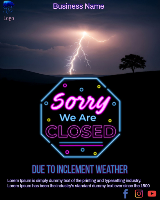 Business Closed due to inclement weather Template | PosterMyWall