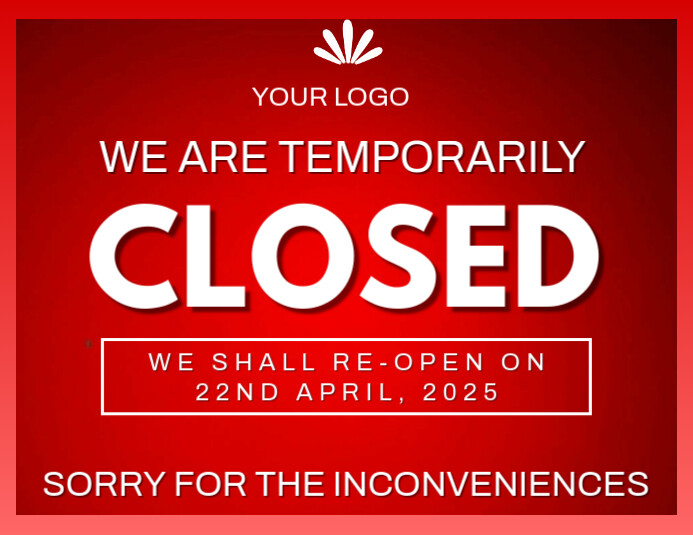 Business closes notice Template | PosterMyWall