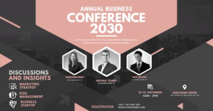 Marrón Annual Business Conference Изображение, которым поделились на Facebook Template