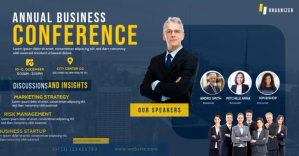 蓝色 Business Conference Изображение, которым поделились на Facebook Template
