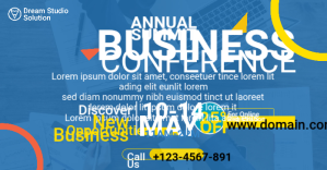 蓝色 Business Conference Facebook Shared Image Template