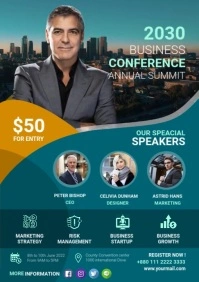Blue Business Conference Corporate Video A4 template