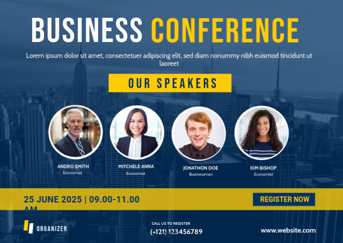 Conference Postcard Design Copy of Business Conference Postcard Banner Template | PosterMyWall