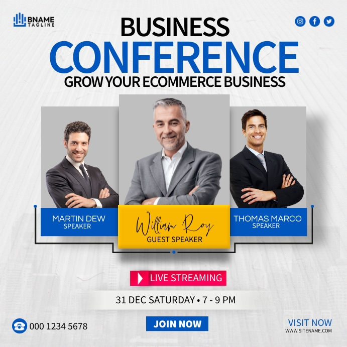 Business Conference Speaker Ads Template | PosterMyWall
