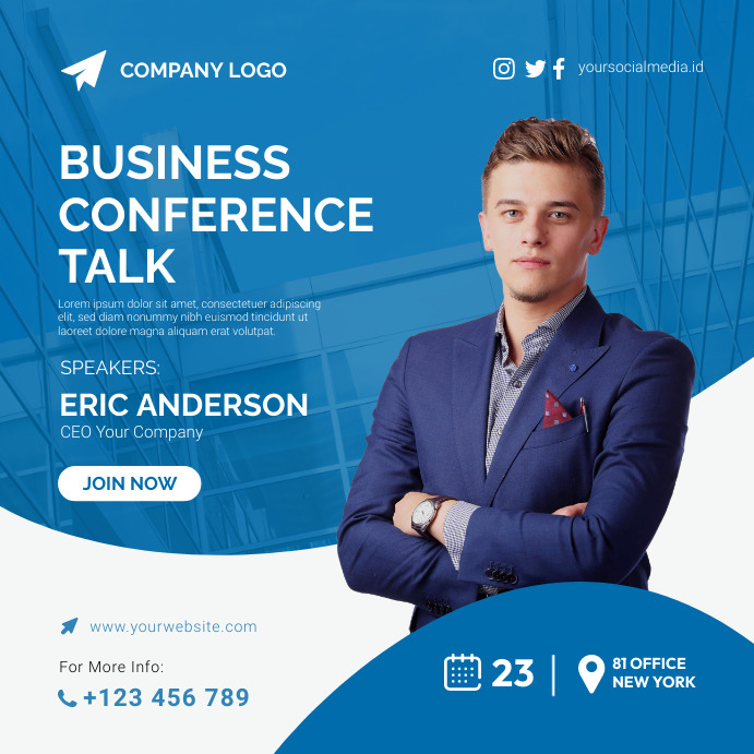 Business Conference Talk Social Media Post Template | PosterMyWall