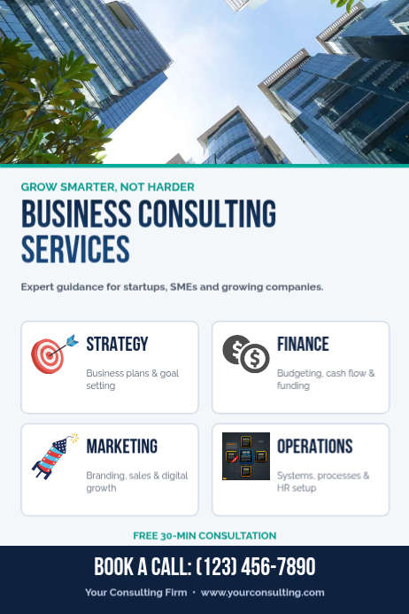 Business Consulting Services Growth Strategy Poster Template | PosterMyWall