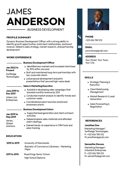 Copy of Business Development Officer Resume | PosterMyWall