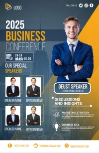Yellow Business Summit Corporate Flyer Half Page Wide template