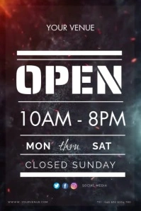 Business hours animation Póster template