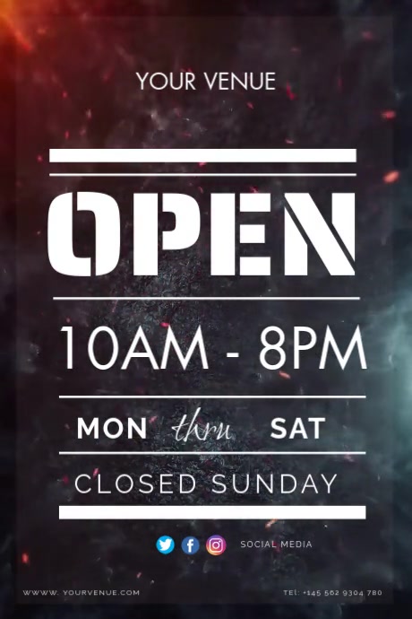 Operating Hours Animation Business hours animation Template | PosterMyWall