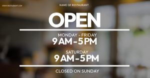棕色 Restaurant Opening Hours ภาพที่แชร์บน Facebook Template
