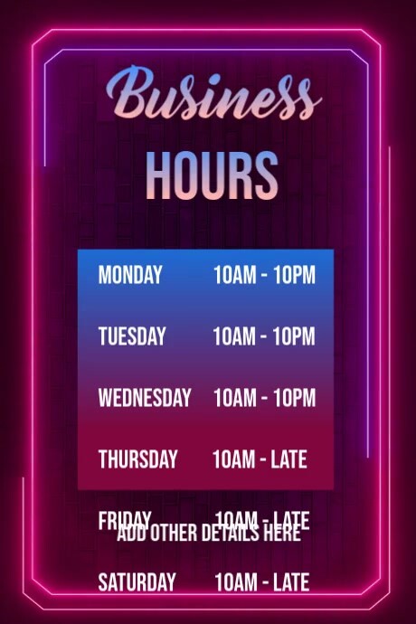 Program Hours Design เวลาทำการ เทมเพลต | PosterMyWall