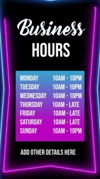 Business hours display Tampilan Digital (9:16) template