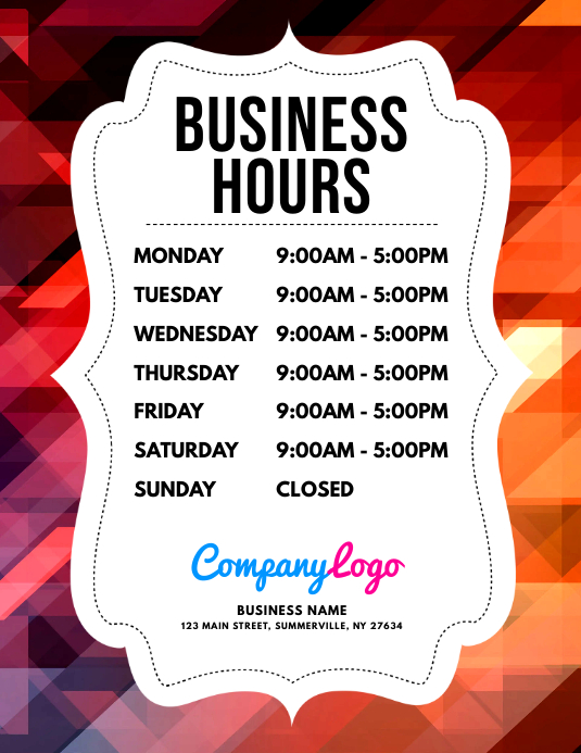 Business Hours Flyer Template | PosterMyWall