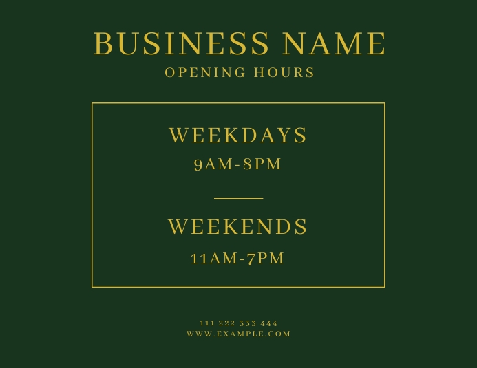 Open Hours Layout Business Hours Opening Hours Flyer Classic Template | PosterMyWall