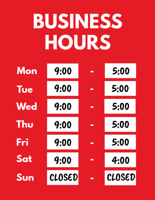 Copy of Business Hours Opening Hours Flyer PosterMyWall