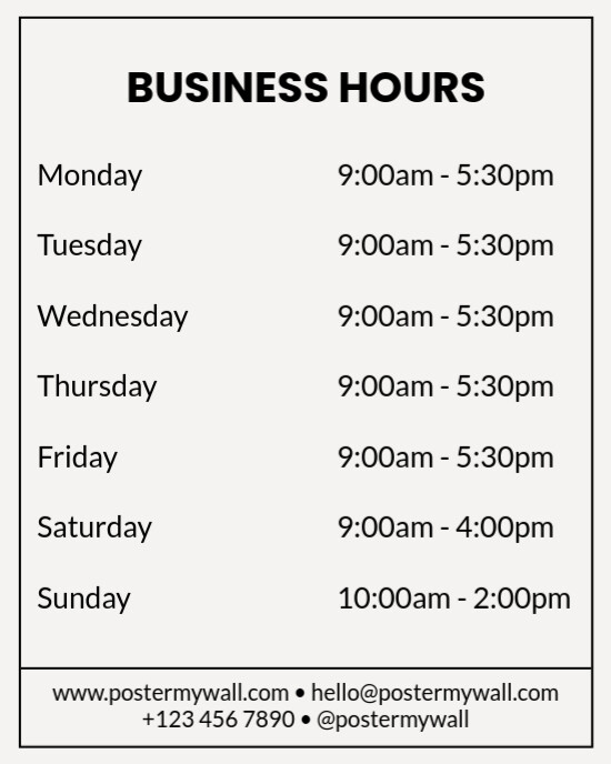 Copy of Business Hours Or Opening Hours Instagram Portrait | PosterMyWall