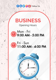 White Business Hours Announcement A1 Template