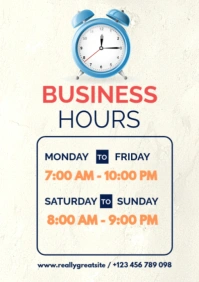 Business Hours Poster Template – Display Your Opening & Closing Times A2