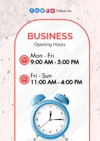 Business Hours Poster Template – Display Your Opening & Closing Times A1