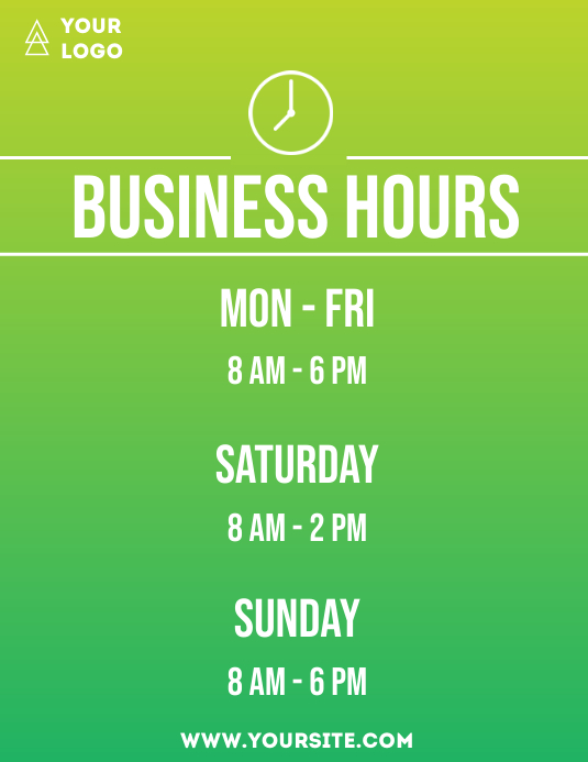 Business hours simple flyer info gradient Template | PosterMyWall
