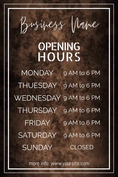 Operating Hour Poster Business Hours Template, Opening Hours Sign | PosterMyWall