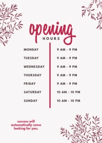 Business Hours Template A6