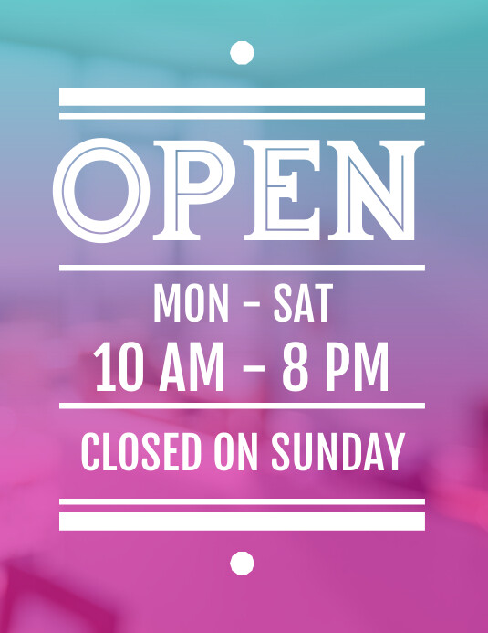 BUSINESS HOURS. Template PosterMyWall