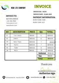 White Invoice A6 Template | PosterMyWall