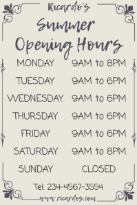 Business Opening Hours Poster Template Postermywall