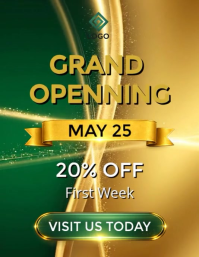 Green Grand Opening Flyer Template