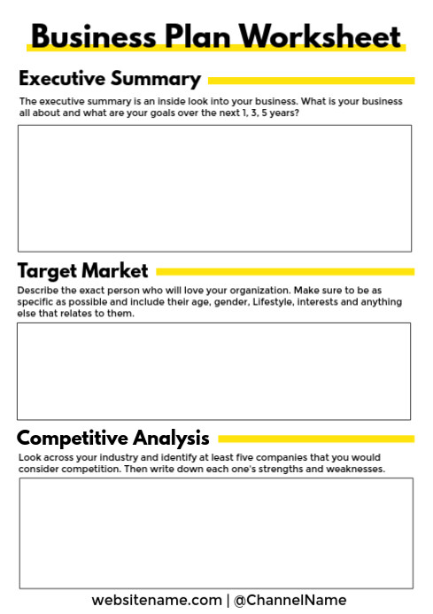 Printable Business Plan Worksheet 7697