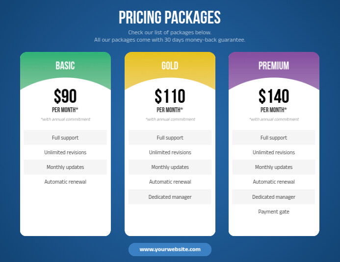 Business Pricing Plan Packages Flyer Design Template | PosterMyWall