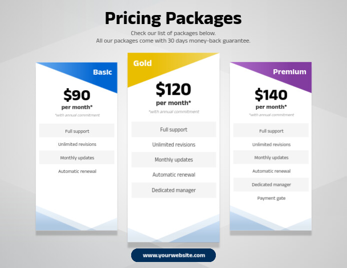 Business Pricing Plan Packages Flyer Design Template | PosterMyWall
