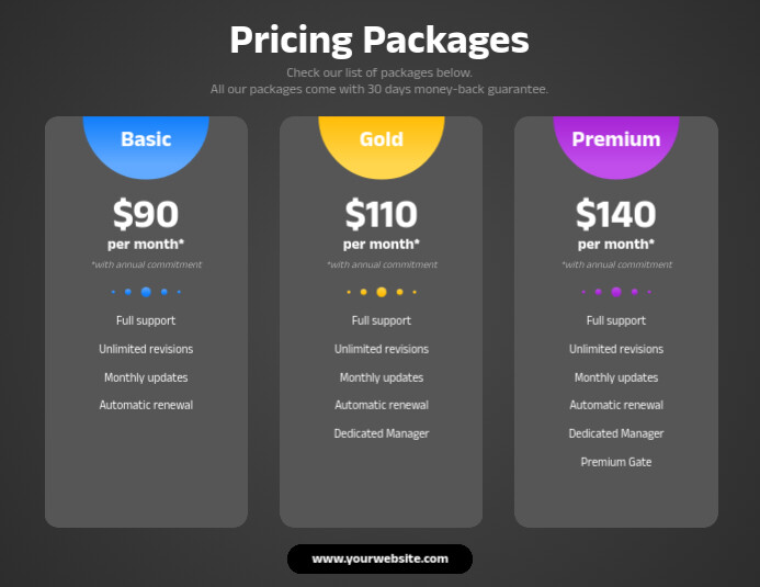Business Pricing Plan Packages Flyer Design Folheto (US Letter) template