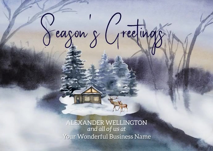 Business Season's Greetings Holiday Card 明信片 template