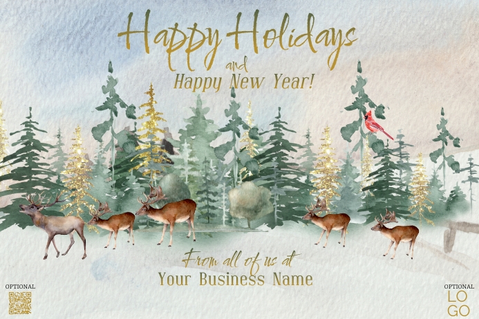 Business Season's Greeting Card Poster template