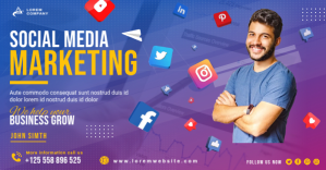 Azul Social Media Marketing delt Facebook-billede Template