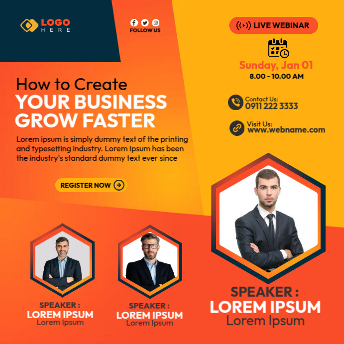 Square Ad Example Business Speaker Square Ads Template | PosterMyWall