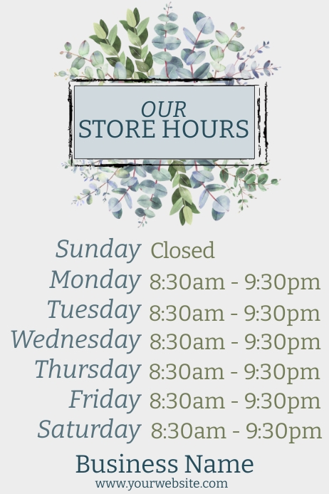 Business Store Hours Sign Template | PosterMyWall