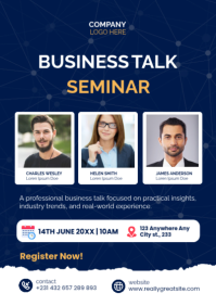 Business Talk Seminar — Professional Corporate Speaker Event Flyer | Editable Template A2